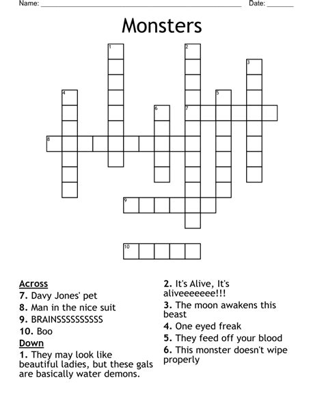 type of monster Crossword Clue